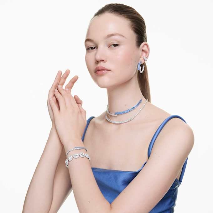 Matrix Choker Mixed Cuts, Blue, Rhodium Plated Matrix Choker Mixed Cuts, Blue, Rhodium Plated
