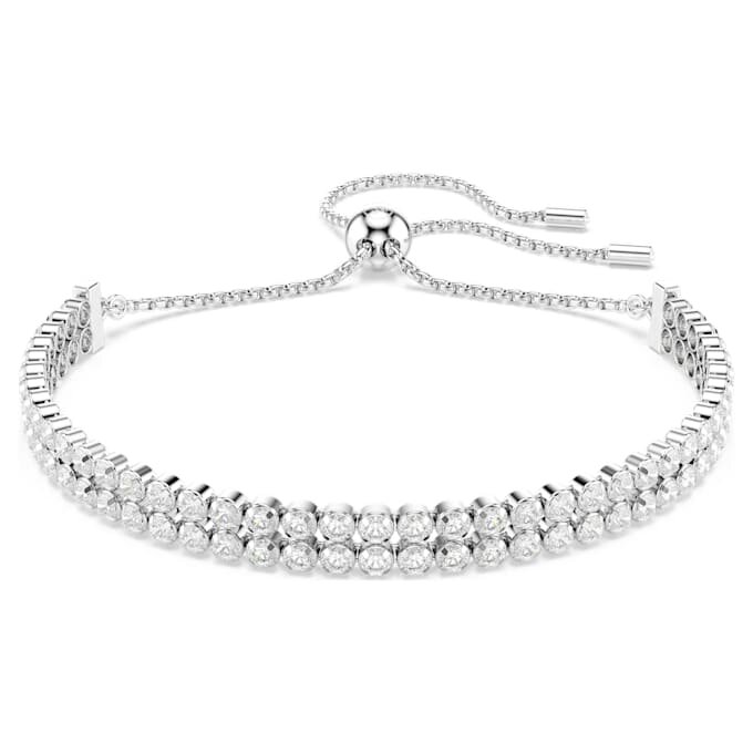 Matrix Bracelet Round Cut, White, Rhodium Plated Matrix Bracelet Round Cut, White, Rhodium Plated