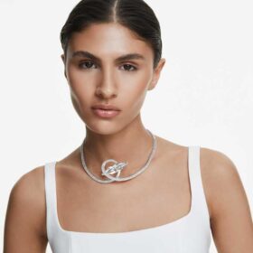 Matrix Choker Baguette Cut, White, Rhodium Plated