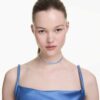 Matrix Choker Mixed Cuts, Blue, Rhodium Plated Matrix Choker Mixed Cuts, Blue, Rhodium Plated