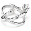 Matrix Cocktail Ring Crystal Pearl, Round Cut, White, Rhodium Plated