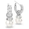 Matrix Drop Earrings Crystal Pearl, Round Cut, White, Rhodium Plated Matrix Drop Earrings Crystal Pearl, Round Cut, White, Rhodium Plated