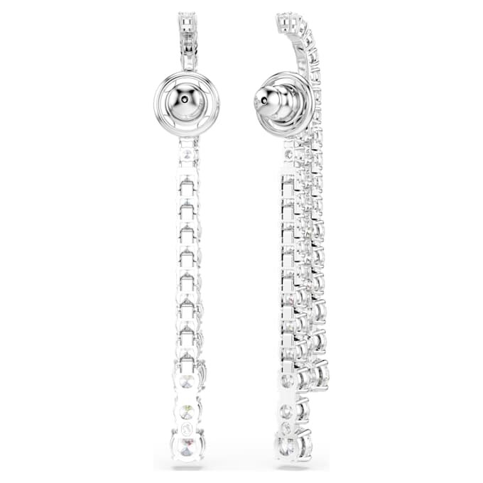 Matrix Drop Earrings Gradient of Round Cuts, White, Rhodium Plated Matrix Drop Earrings Gradient of Round Cuts, White, Rhodium Plated