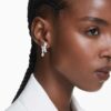 Matrix Drop Earrings Mixed Cuts, White, Rhodium Plated Matrix Drop Earrings Mixed Cuts, White, Rhodium Plated