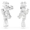 Matrix Drop Earrings Mixed Cuts, White, Rhodium Plated Matrix Drop Earrings Mixed Cuts, White, Rhodium Plated