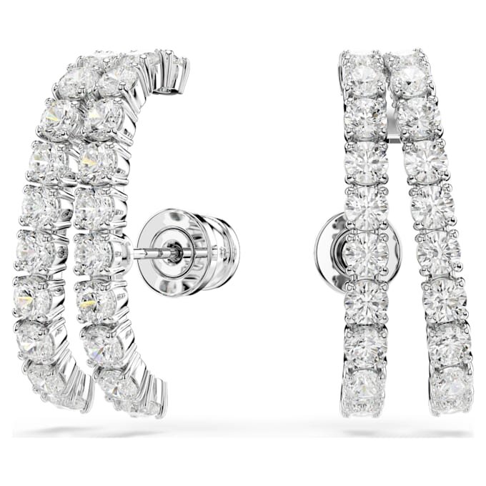 Matrix Ear Cuffs Round Cut, White, Rhodium Plated Matrix Ear Cuffs Round Cut, White, Rhodium Plated