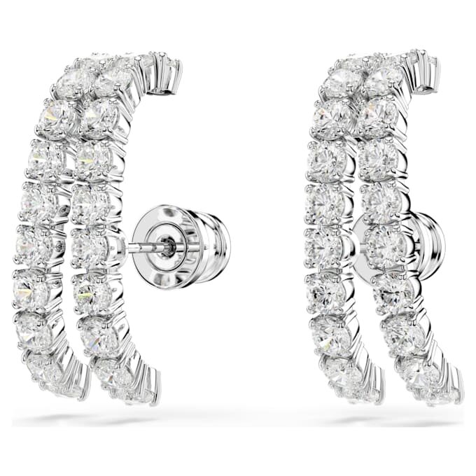 Matrix Ear Cuffs Round Cut, White, Rhodium Plated Matrix Ear Cuffs Round Cut, White, Rhodium Plated