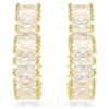 Matrix Hoop Earrings Baguette Cut, Heart, Small, White, Gold-Tone Plated