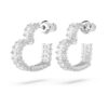 Matrix Hoop Earrings Baguette Cut, Heart, Small, White, Rhodium Plated