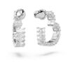 Matrix Hoop Earrings Baguette Cut, Heart, Small, White, Rhodium Plated