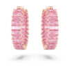 Matrix Hoop Earrings Baguette Cut, Pink, Rose Gold-Tone Plated