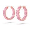 Matrix Hoop Earrings Baguette Cut, Pink, Rose Gold-Tone Plated