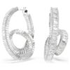 Matrix Hoop Earrings Baguette Cut, Ribbon, White, Rhodium Plated
