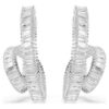 Matrix Hoop Earrings Baguette Cut, Ribbon, White, Rhodium Plated