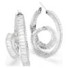 Matrix Hoop Earrings Baguette Cut, Ribbon, White, Rhodium Plated