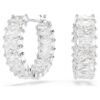Matrix Hoop Earrings Baguette Cut, White, Rhodium Plated Matrix Hoop Earrings Baguette Cut, White, Rhodium Plated