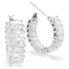 Matrix Hoop Earrings Baguette Cut, White, Rhodium Plated Matrix Hoop Earrings Baguette Cut, White, Rhodium Plated