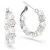 Matrix Hoop Earrings Crystal Pearl, Round Cut, White, Rhodium Plated Matrix Hoop Earrings Crystal Pearl, Round Cut, White, Rhodium Plated