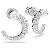 Matrix Hoop Earrings Crystal Pearl, Round Cut, White, Rhodium Plated