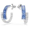 Matrix Hoop Earrings Mixed Cuts, Blue, Rhodium Plated Matrix Hoop Earrings Mixed Cuts, Blue, Rhodium Plated
