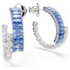Matrix Hoop Earrings Mixed Cuts, Blue, Rhodium Plated Matrix Hoop Earrings Mixed Cuts, Blue, Rhodium Plated
