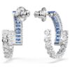 Matrix Hoop Earrings Mixed Cuts, Blue, Rhodium Plated Matrix Hoop Earrings Mixed Cuts, Blue, Rhodium Plated