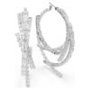 Matrix Hoop Earrings Mixed Cuts, White, Rhodium Plated Matrix Hoop Earrings Mixed Cuts, White, Rhodium Plated