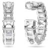 Matrix Hoop Earrings Octagon Cut, White, Rhodium Plated Matrix Hoop Earrings Octagon Cut, White, Rhodium Plated