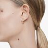 Matrix Hoop Earrings Round Cut, White, Gold-Tone Plated Matrix Hoop Earrings Round Cut, White, Gold-Tone Plated