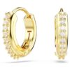 Matrix Hoop Earrings Round Cut, White, Gold-Tone Plated Matrix Hoop Earrings Round Cut, White, Gold-Tone Plated