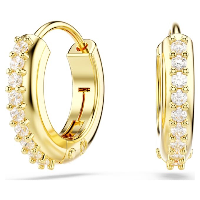 Matrix Hoop Earrings Round Cut, White, Gold-Tone Plated Matrix Hoop Earrings Round Cut, White, Gold-Tone Plated