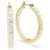 Matrix Hoop Earrings Round Cut, White, Gold-Tone Plated Matrix Hoop Earrings Round Cut, White, Gold-Tone Plated
