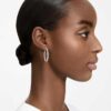 Matrix Hoop Earrings Round Cut, White, Rhodium Plated Matrix Hoop Earrings Round Cut, White, Rhodium Plated