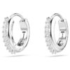 Matrix Hoop Earrings Round Cut, White, Rhodium Plated Matrix Hoop Earrings Round Cut, White, Rhodium Plated