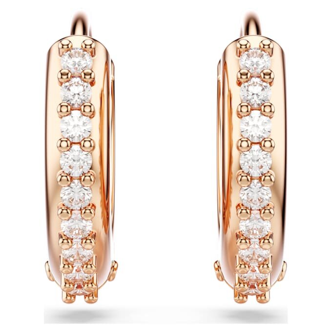 Matrix Hoop Earrings Round Cut, White, Rose Gold-Tone Plated Matrix Hoop Earrings Round Cut, White, Rose Gold-Tone Plated