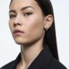 Matrix Hoop Earrings White, Rhodium Plated Matrix Hoop Earrings White, Rhodium Plated