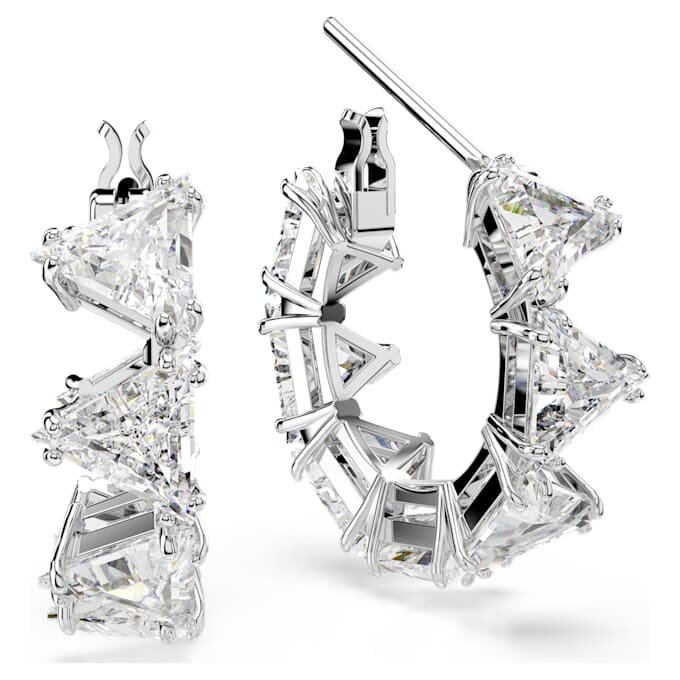 Matrix Hoop Earrings White, Rhodium Plated Matrix Hoop Earrings White, Rhodium Plated