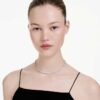 Matrix Necklace Baguette Cut, White, Rhodium Plated