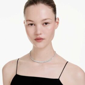 Matrix Necklace Baguette Cut, White, Rhodium Plated