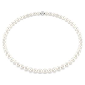 Matrix Necklace Crystal Pearl, White, Rhodium Plated