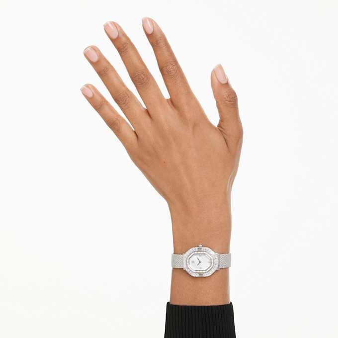 Matrix Octagon Watch Metal Bracelet, Silver Tone, Stainless Steel Matrix Octagon Watch Metal Bracelet, Silver Tone, Stainless Steel