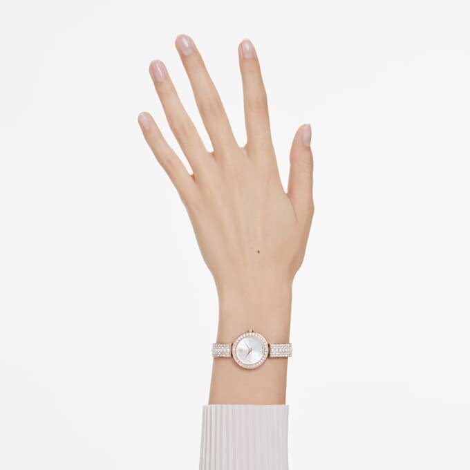 Matrix Pearl Bangle Bangle Watch Swiss Made, Crystal Bracelet, White, Rose Gold-Tone Finish Matrix Pearl Bangle Bangle Watch Swiss Made, Crystal Bracelet, White, Rose Gold-Tone Finish