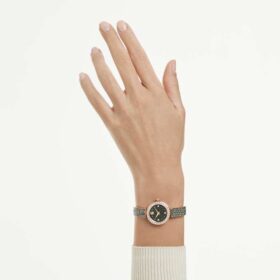 Matrix Pearl Bangle Watch Swiss Made, Crystal Bracelet, Black, Rose Gold-Tone Finish