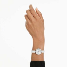 Matrix Pearl Bangle Watch Swiss Made, Crystal Bracelet, White, Stainless Steel