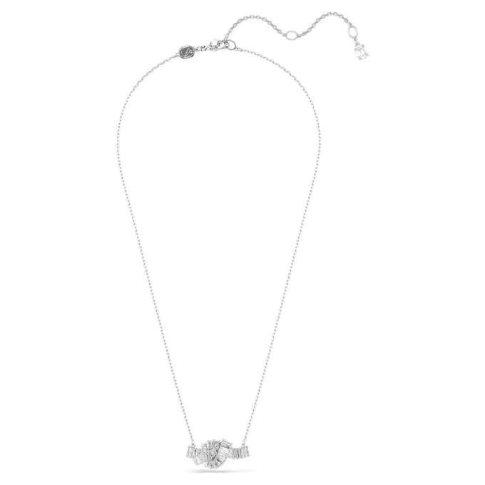 Matrix Pendant Baguette Cut, Knot, White, Rhodium Plated Matrix Pendant Baguette Cut, Knot, White, Rhodium Plated
