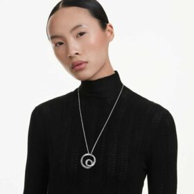 Matrix Pendant Baguette Cut, White, Rhodium Plated
