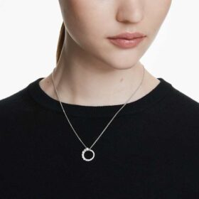 Matrix Pendant Crystal Pearl, Round Cut, White, Rhodium Plated Matrix Pendant Crystal Pearl, Round Cut, White, Rhodium Plated