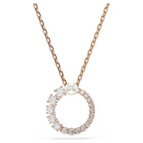 Matrix Pendant Crystal Pearl, Round Cut, White, Rose Gold-Tone Plated