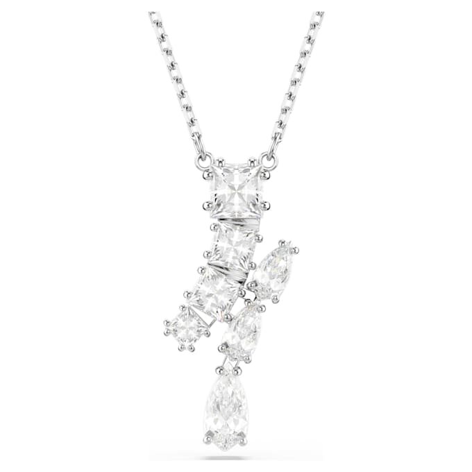 Matrix Pendant Mixed Cuts, White, Rhodium Plated Matrix Pendant Mixed Cuts, White, Rhodium Plated