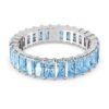 Matrix Ring Baguette Cut, Blue, Rhodium Plated
